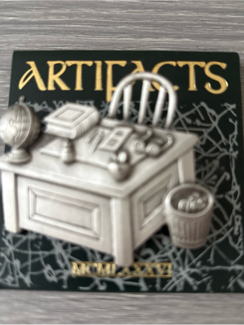 Vintage NOS JJ JONETTE SIGNED TEACHER DESK PINs BROOCH ARTIFACTS SILVER TONE